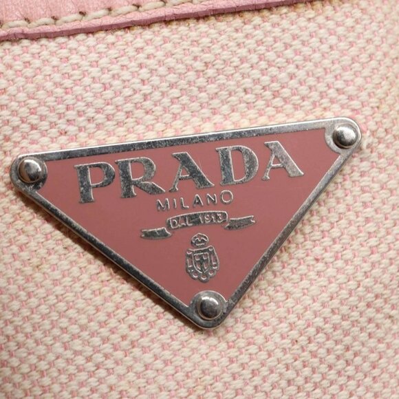 PRADA Hand Bag Canvas Pink Silver Auth - Picture 10 of 16